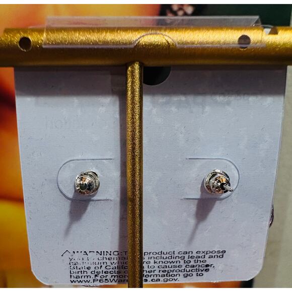 EARRINGS: Silver & Rhinestone 4 Leaf Clover, NIP - Picture 5 of 6